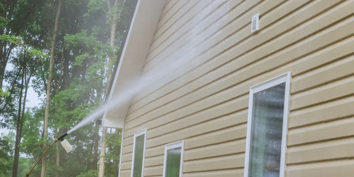Exterior House Washing with Pressure Cleaning